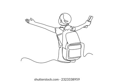 Continuous one line drawing Back to school concept. Single line draw design vector graphic illustration.