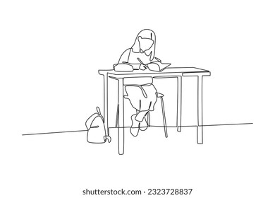 Continuous one line drawing Back to school concept. Single line draw design vector graphic illustration.