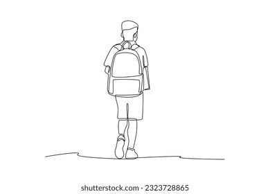 Continuous one line drawing Back to school concept. Single line draw design vector graphic illustration.