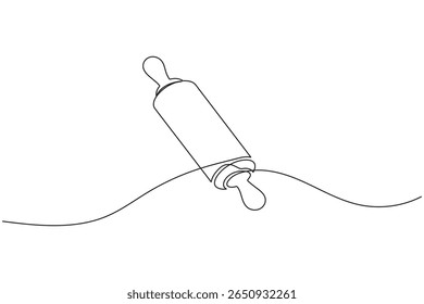 desenho contínuo de uma linha de panificação rolo pino minimalista cozinha fundo branco