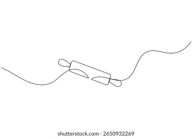 desenho contínuo de uma linha de panificação rolo pino minimalista cozinha fundo branco