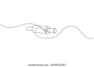 Continuous one line drawing of bakery rolling pin minimalist kitchen white background
