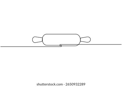 Continuous one line drawing of bakery rolling pin minimalist kitchen white background
