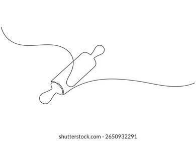 Continuous one line drawing of bakery rolling pin minimalist kitchen white background