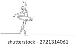 Continuous one line drawing of Ballet dancer. Single line drawing illustration of Female ballet dancer. Professional ballerina dancing ballet concept vector art. Doodle line illustration.