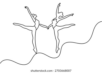 Continuous one line drawing of a ballet dancer in clean minimalist style simple outline vector art