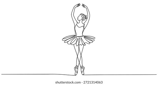 Dibujo continuo de una línea de bailarina de ballet. Ilustración de dibujo de una sola línea de bailarina de ballet femenina. Arte vectorial de concepto de ballet de baile de bailarina de Profesional. Ilustración de línea de Doodle.