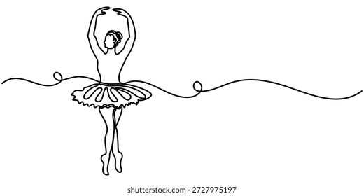 Desenho contínuo de uma linha de Ballet. Ilustração de desenho de linha única da dançarina de balé feminina. Bailarina profissional dança conceito de balé vetor arte. ilustração linha Doodle. 
