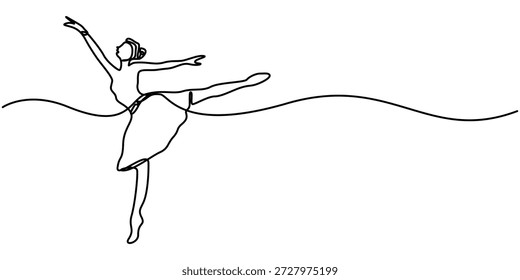 Desenho contínuo de uma linha de Ballet. Ilustração de desenho de linha única da dançarina de balé feminina. Bailarina profissional dança conceito de balé vetor arte. ilustração linha Doodle. 