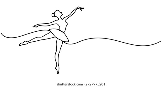 Desenho contínuo de uma linha de Ballet. Ilustração de desenho de linha única da dançarina de balé feminina. Bailarina profissional dança conceito de balé vetor arte. ilustração linha Doodle. 
