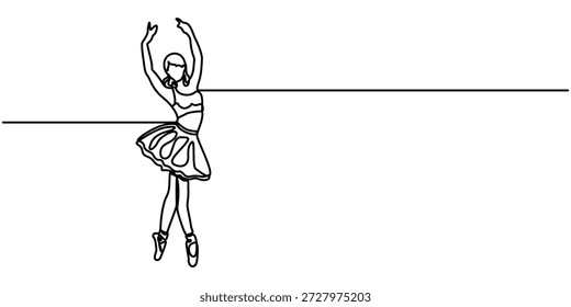 Desenho contínuo de uma linha de Ballet. Ilustração de desenho de linha única da dançarina de balé feminina. Bailarina profissional dança conceito de balé vetor arte. ilustração linha Doodle. 