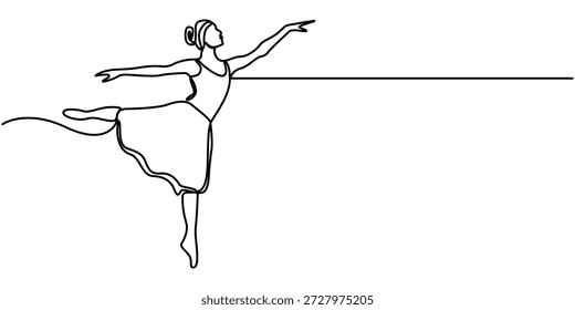 Desenho contínuo de uma linha de Ballet. Ilustração de desenho de linha única da dançarina de balé feminina. Bailarina profissional dança conceito de balé vetor arte. ilustração linha Doodle. 