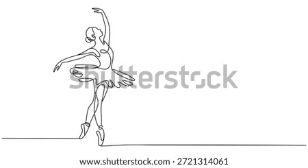 Continuous one line drawing of Ballet dancer. Single line drawing illustration of Female ballet dancer. Professional ballerina dancing ballet concept vector art. Doodle line illustration.