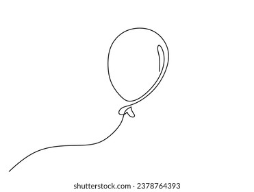 Continuous one line drawing balloon. Simple holiday object element.