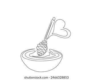 Continuous one line drawing of balloon Whisk and bowl. Love cooking concept in simple outline vector illustration. Editable stroke.