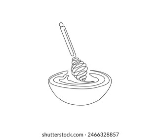 Continuous one line drawing of balloon Whisk and bowl. Balloon Whisk in a bowl simple outline vector illustration. Editable stroke.