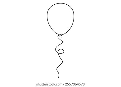 Continuous one line drawing of balloon isolated outline vector Illustration
