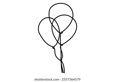 Continuous one line drawing of balloon isolated outline vector Illustration
