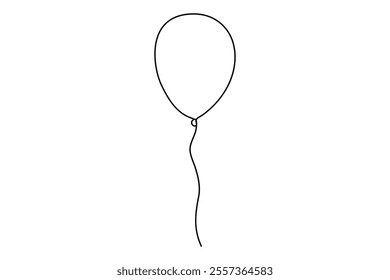 Continuous one line drawing of balloon isolated outline vector Illustration
