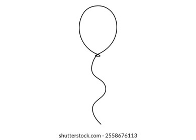 Continuous one line drawing of balloon isolated outline vector Illustration
