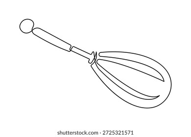 Desenho contínuo de uma linha de uma ferramenta de cozinha de batedor de balão estilo minimalista ilustração vetorial