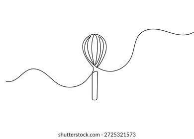 Continuous one line drawing of a balloon whisk kitchen tool minimalist style vector illustration