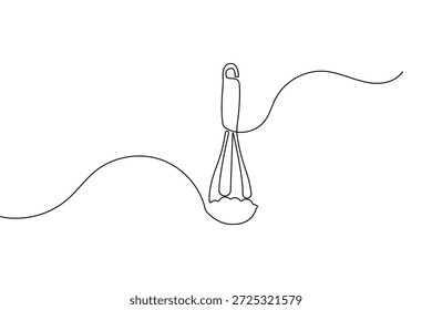 Continuous one line drawing of a balloon whisk kitchen tool minimalist style vector illustration