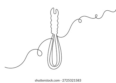 Dibujo continuo de una línea de un batidor de globo herramienta de cocina estilo minimalista Ilustración vectorial