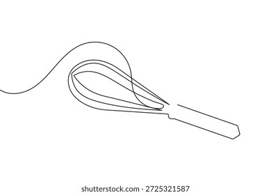 Continuous one line drawing of a balloon whisk kitchen tool minimalist style vector illustration
