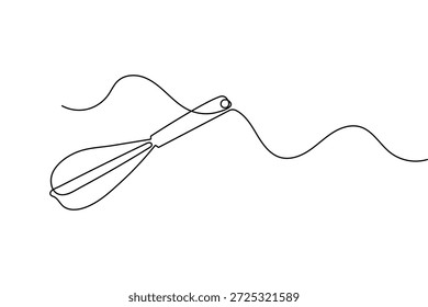 Continuous one line drawing of a balloon whisk kitchen tool minimalist style vector illustration