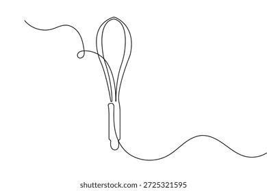 Continuous one line drawing of a balloon whisk kitchen tool minimalist style vector illustration