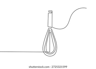 Desenho contínuo de uma linha de uma ferramenta de cozinha de batedor de balão estilo minimalista ilustração vetorial