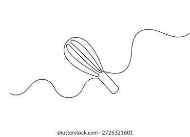 Continuous one line drawing of a balloon whisk kitchen tool minimalist style vector illustration