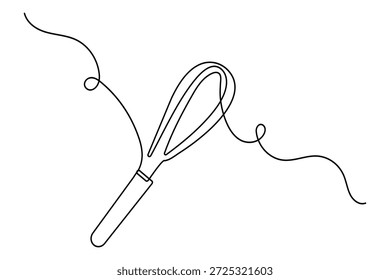 Continuous one line drawing of a balloon whisk kitchen tool minimalist style vector illustration