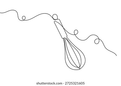Continuous one line drawing of a balloon whisk kitchen tool minimalist style vector illustration