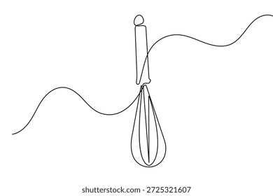 Continuous one line drawing of a balloon whisk kitchen tool minimalist style vector illustration