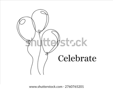 Continuous One Line Drawing Balloons Celebration Party Minimal Line Art Vector Illustration