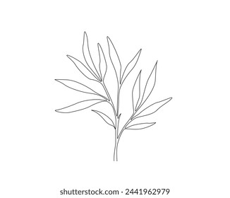 Continuous one line drawing of bamboo leaves. Bamboo branch single outline vector illustration. Editable stroke.