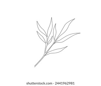 Continuous one line drawing of bamboo leaves. Bamboo branch single outline vector illustration. Editable stroke.