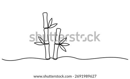 Continuous one line drawing of bamboo. Single line art style bamboo tree drawing for a plantation logo. Fresh evergreen perennial flowering plant concept for plant icon. Pro vector