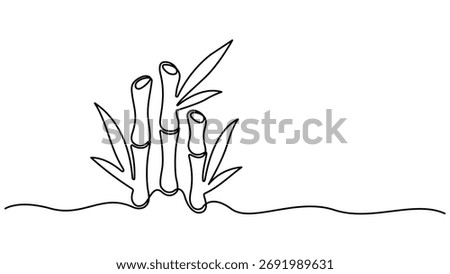 Continuous one line drawing of bamboo. Single line art style bamboo tree drawing for a plantation logo. Fresh evergreen perennial flowering plant concept for plant icon. Pro vector