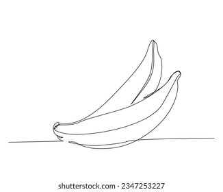 Dibujo continuo de una línea de fruta bananera. Ilustración vectorial de los plátanos.  