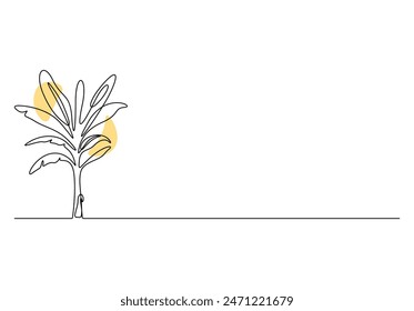 Continuous one line drawing of banana tree vector illustration 