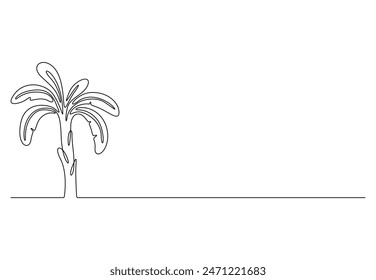 Dibujo continuo de una línea de Ilustración vectorial de árbol de plátano 
