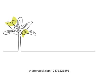 Continuous one line drawing of banana tree vector illustration 