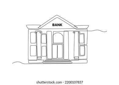 Continuous one line drawing bank building  Building   office concept  Single line draw design vector graphic illustration 