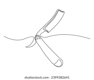 Dibujo continuo de una línea de un afeitador de barbería. ilustración vectorial de contorno de shaver. Trazo editable.