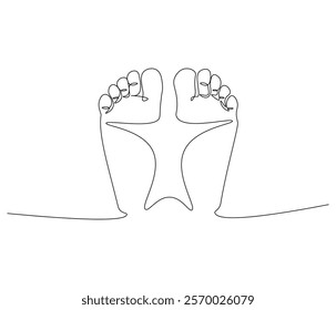 Continuous one line drawing of barefoot . Single line drawing illustration of barefoot . Concept vector art. Doodle line illustration.