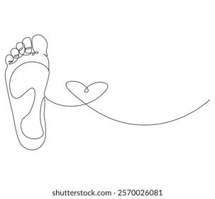 Continuous one line drawing of barefoot . Single line drawing illustration of barefoot . Concept vector art. Doodle line illustration.