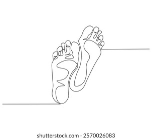 Continuous one line drawing of barefoot . Single line drawing illustration of barefoot . Concept vector art. Doodle line illustration.